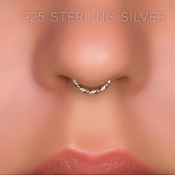 Fake Septum Ring - 2 tone twist - clips on - cuff - Picture 1 of 8